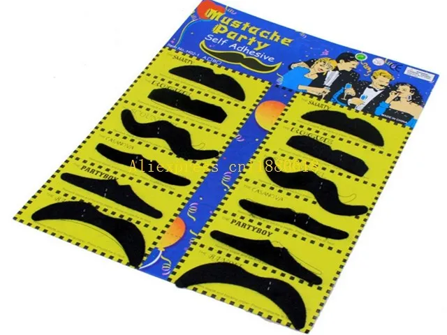 

400sets/lot Free Shipping Worldwide 12pcs/set Costume Party Halloween Fake Mustache Moustache Funny Fake Beard Whisker