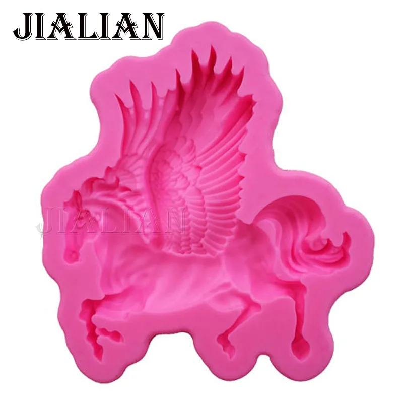 Hot Silicone Fondant Mold 3D Horse Cake decorating tools Chocolate Baking Moulds Pegasus soap Cake Mold T0682