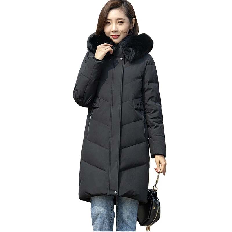 Down Jacket Women Winter Parkas New Thick White Duck Down Coat Fur Collar Hooded Long Down Coats Female Overcoat 8XL 9XL 10XL