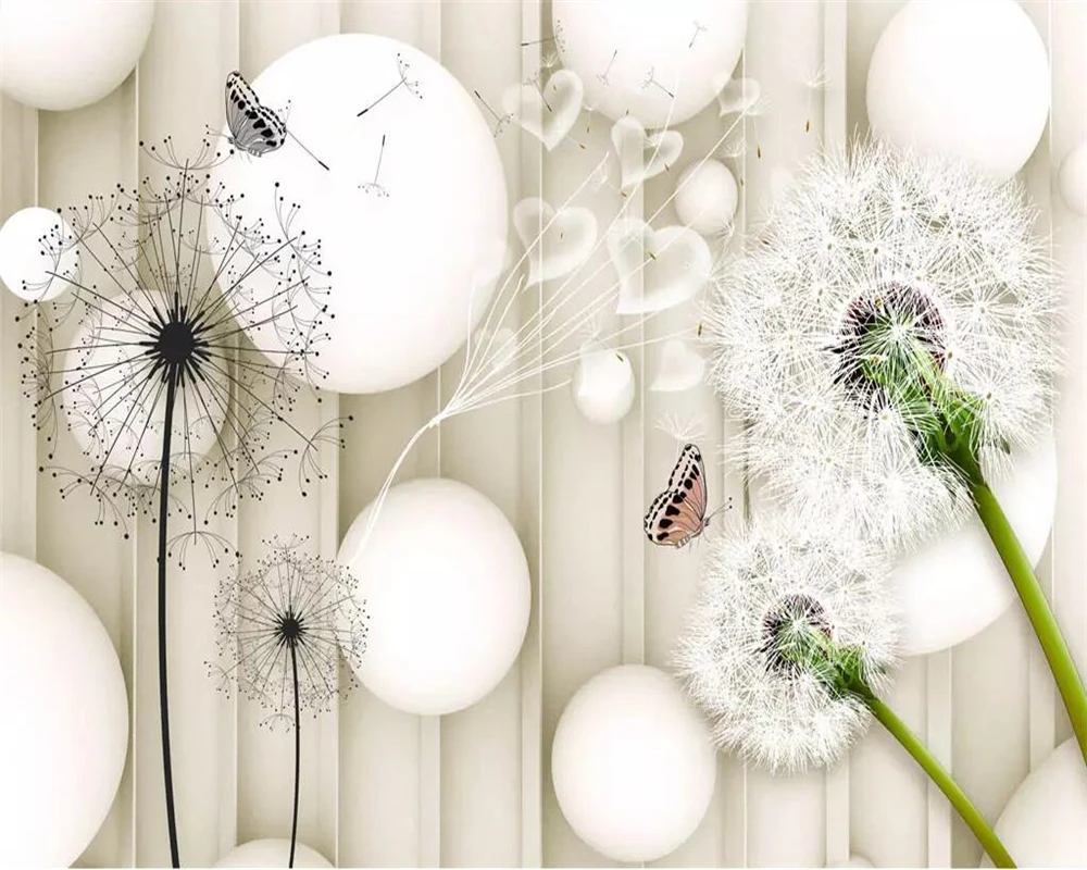 Beibehang Custom wallpaper 3d ball dandelion beige simple TV background wall home decoration living room bedroom 3d wallpaper