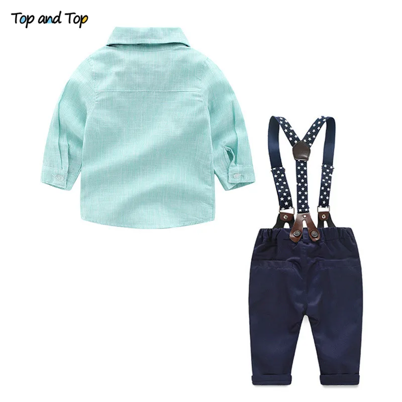 Top and Top Toddler Boys Clothing Set Gentleman Suit Kids Short Sleeve Bow Tie Shirt+Suspenders Shorts Casual Baby Boy Clothes