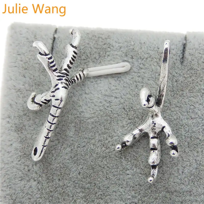 Julie Wang 10PCS Eagle Claw Charms Antique Silver Color Bird Claw Alloy Earrings Bracelet Jewelry Making Pendant Metal Accessory