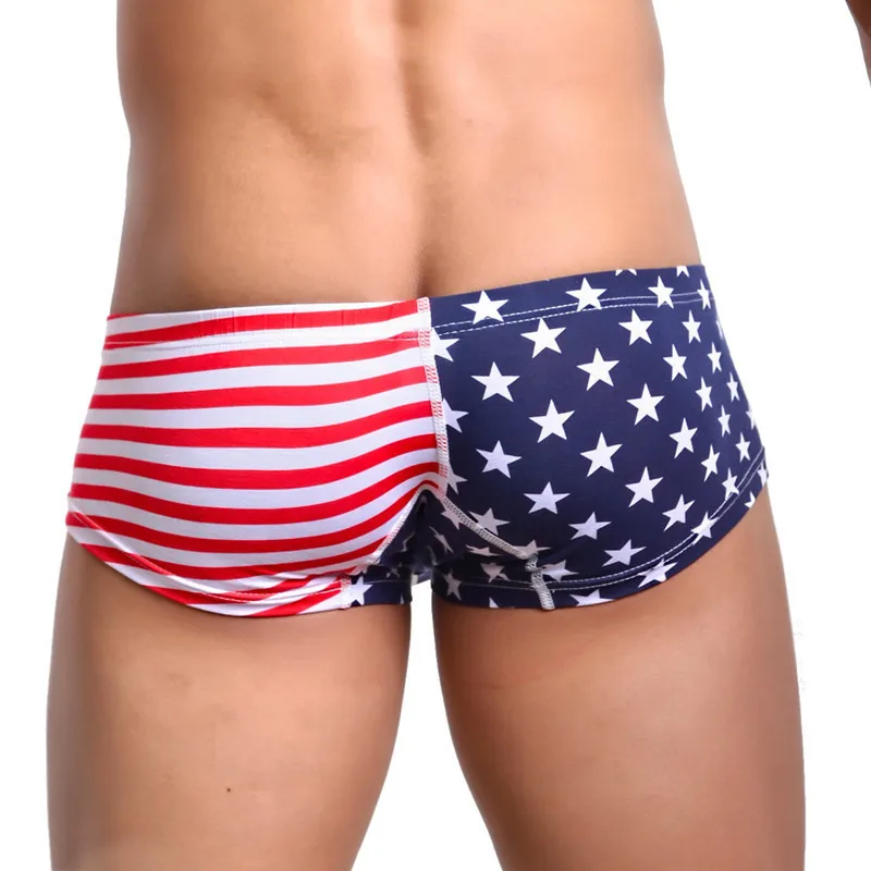 Sexy Underwear Print Boxers American Flag Men Sexy Striped Underwear Men\'s Boxer Shorts Bulge Pouch Gay Men Underpants Boxers