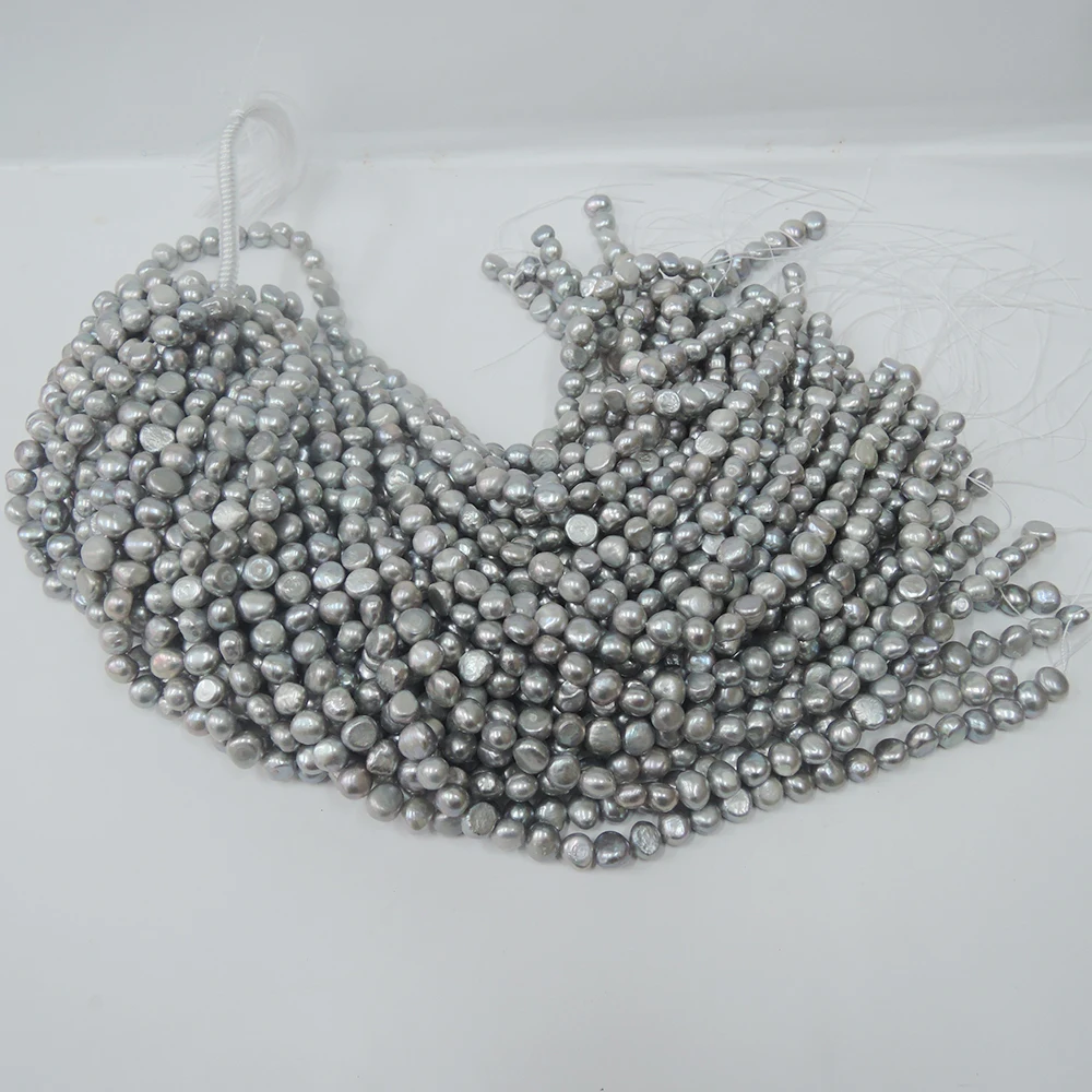 7-8 mm 100% Real freshwater loose pearl beads,gray color pearl ,baroque shape-high luster-AAA pearls