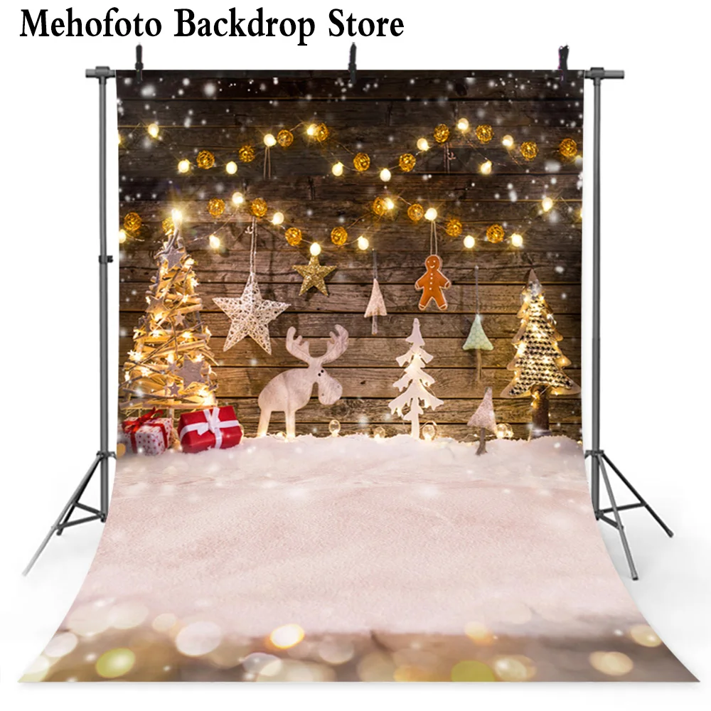 

Christmas Tree Backdrop Snow White Photo Background Star Deer Baby Photography Backgrounds for Photo Video Studio 137