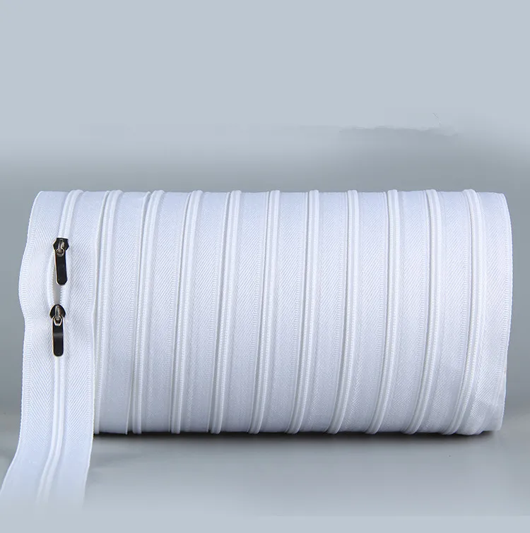 5 meters bulk Zipper #3 White Quilt zipper Nylon coil zippers for sewing wholesale Double Sliders Closed End DIY Sewing Craft