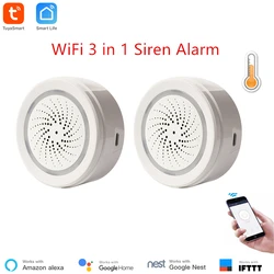 Alexa Compatible WiFi Siren Alarm with Temperature and Humidity Sensor IFTTT Support Smart Life Remote Control Home Security