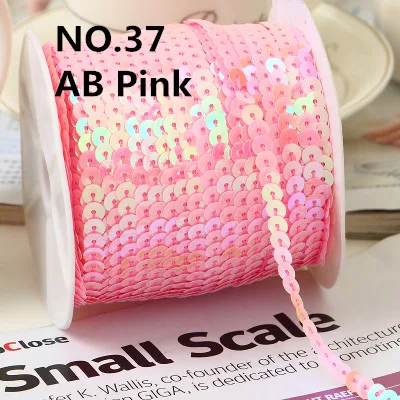 100Yard 6mm AB Plated Spangle Sequins Ribbon Trim Sewing Paillette  Strings Flat Round Sequins in Roll For Craft Clothing