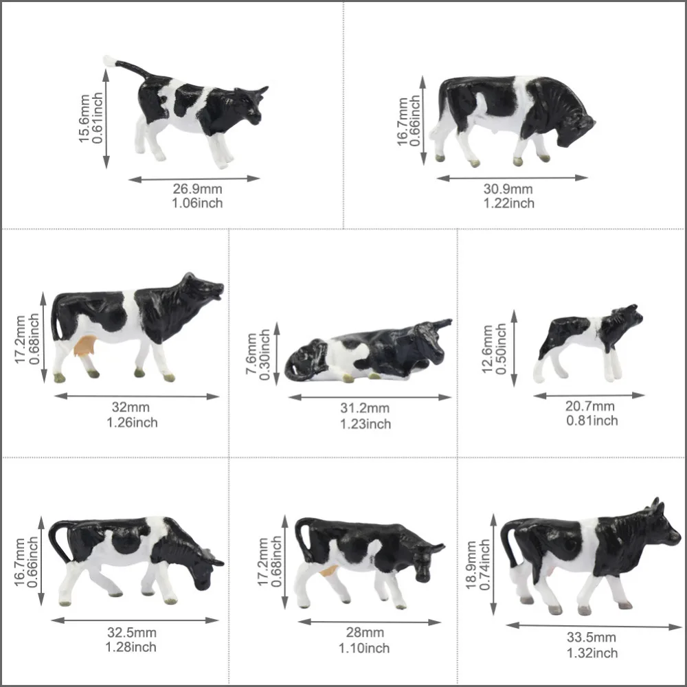 Evemodel-ミニで手描きの馬とダンピングモデルフィギュア、ファーム動物、自由奔放に生きるスケール、1:87、36個、an8707