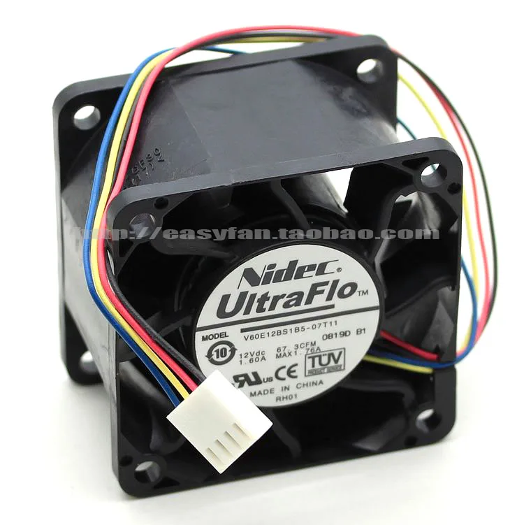 

Nidec V60E12BS1B5-07T11 DC 12V 1.60A 60x60x38mm Server Cooling Fan