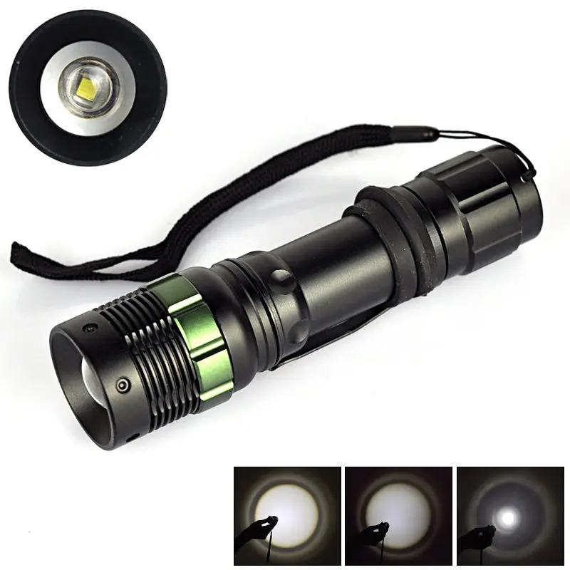 

PANYUE Wholesale 10PCS Q5 1000LM 3 Mode High power White Light Flashlight Zoom Rechargeable LED Light led flashlight Torch