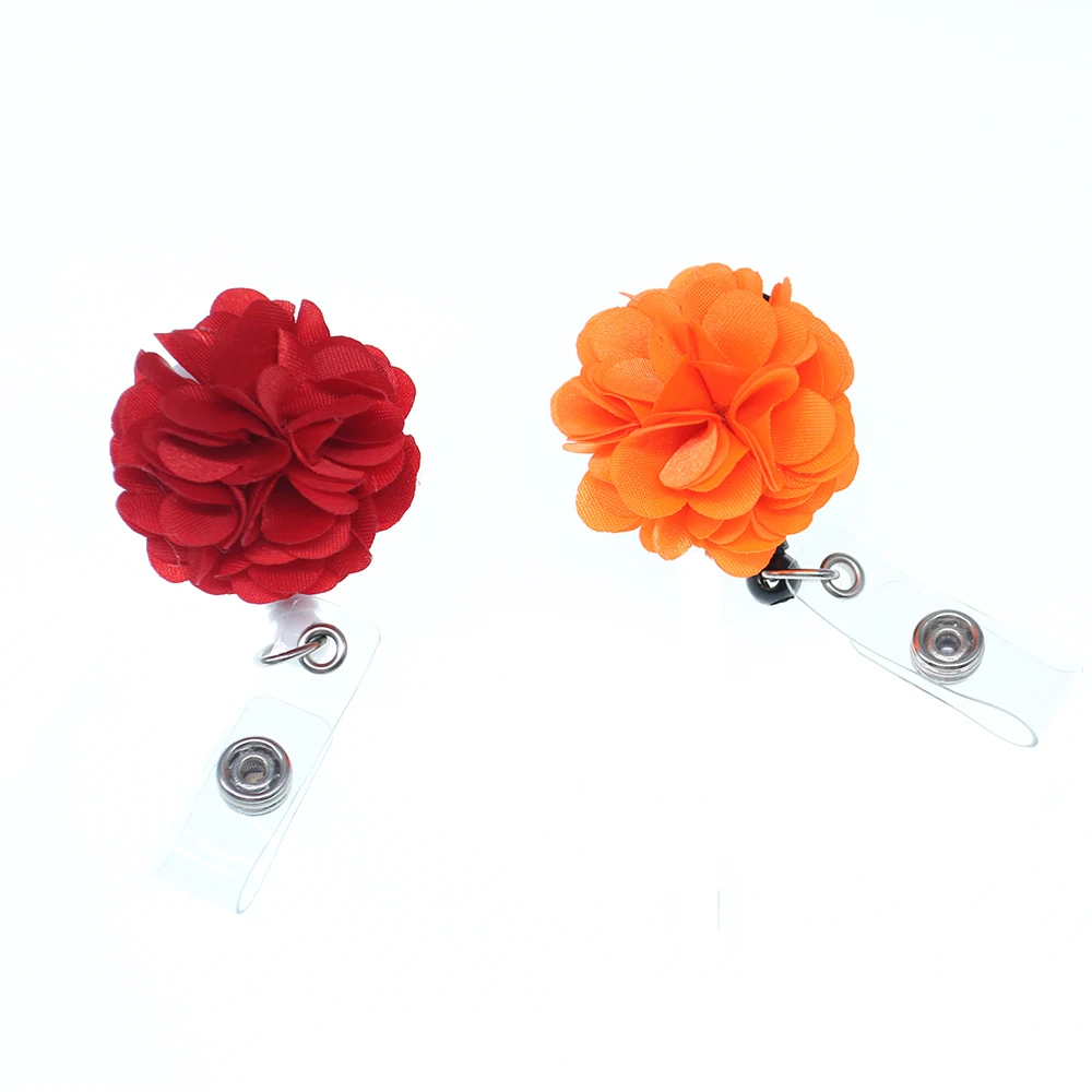 20pcs/30pcs New Fashion Beautiful Orange / Red Fabric Flower ID Badge Holder