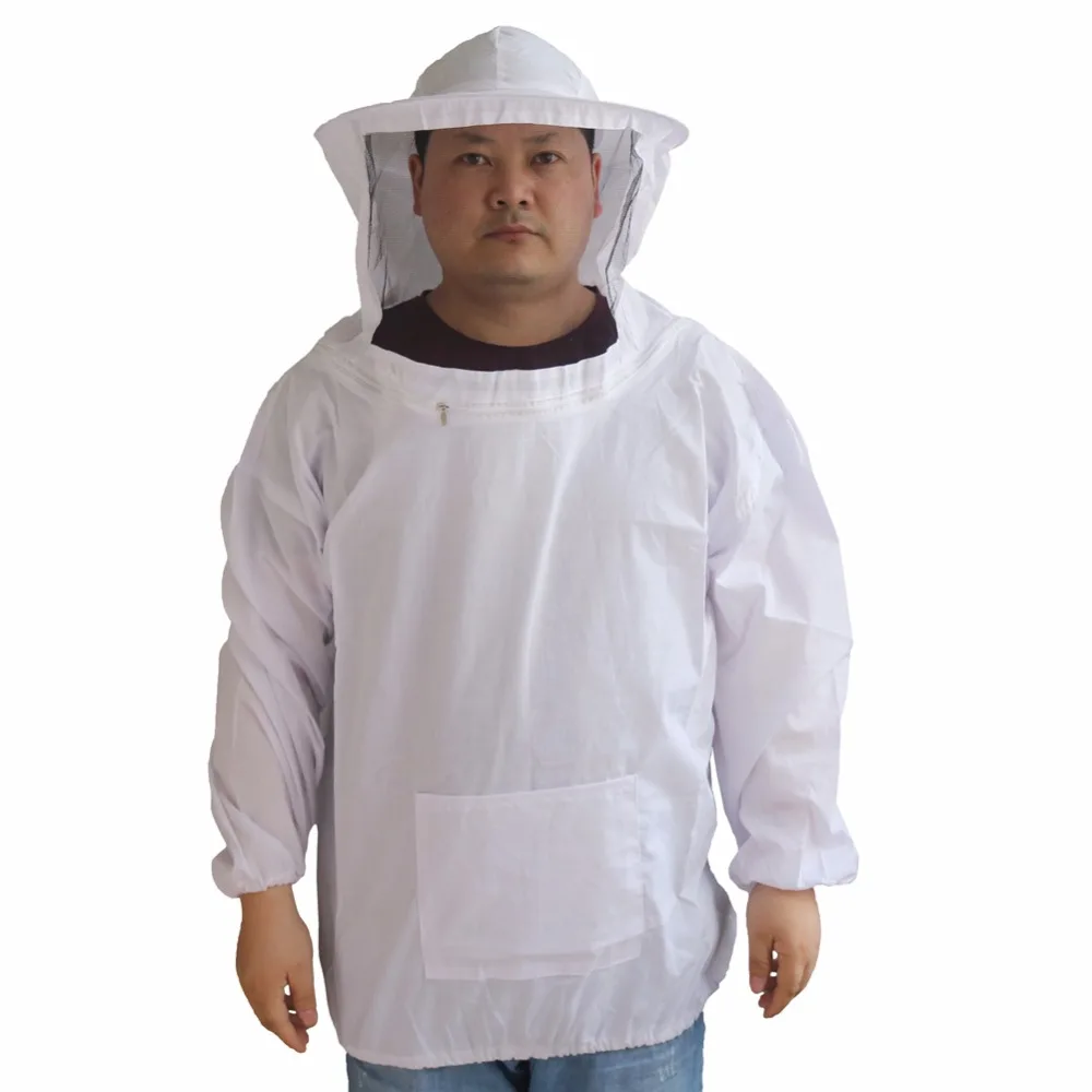 Beekeeper Protective Clothing With Black Veil And Hat White Bee Insect Feeding Supplies Beekeeping Tools 1 Pc view 4