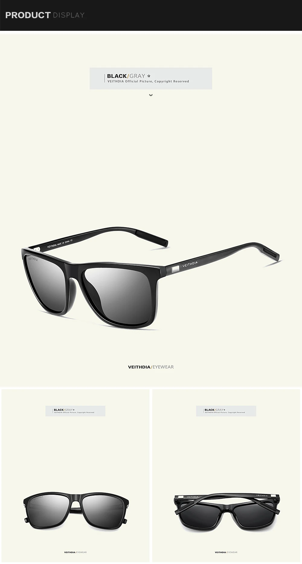 VEITHDIA Markensonnenbrille Unisex Retro Aluminium+TR90 Sonnenbrille Polarisierte Gläser Vintage Brillen Sonnenbrille für Männer/Frauen 6108 – Detail 19