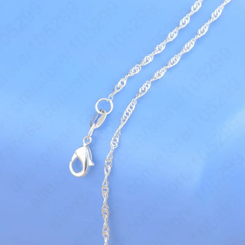 Free Shipping Top Quality Genuine 925 Sterling Silver Water Wave Singapore Necklace Chains With Lobster Clasps 16