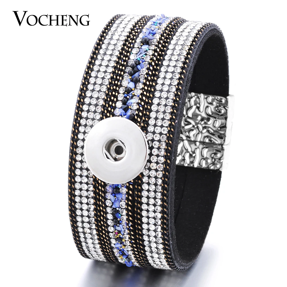 

10PCS/Lot Vocheng Shining Interchangeable Bracelet 2 Styles Magnet Clasp Soft Fabric 18mm DIY Jewelry NN-419*10 Free Shipping