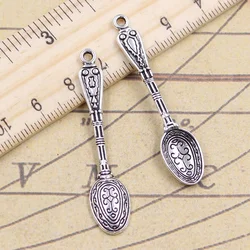 20pcs Charms Pattern Spoon 48x10mm Antique Bronze Silver Color Pendants Making DIY Handmade Tibetan Finding Jewelry For Bracelet