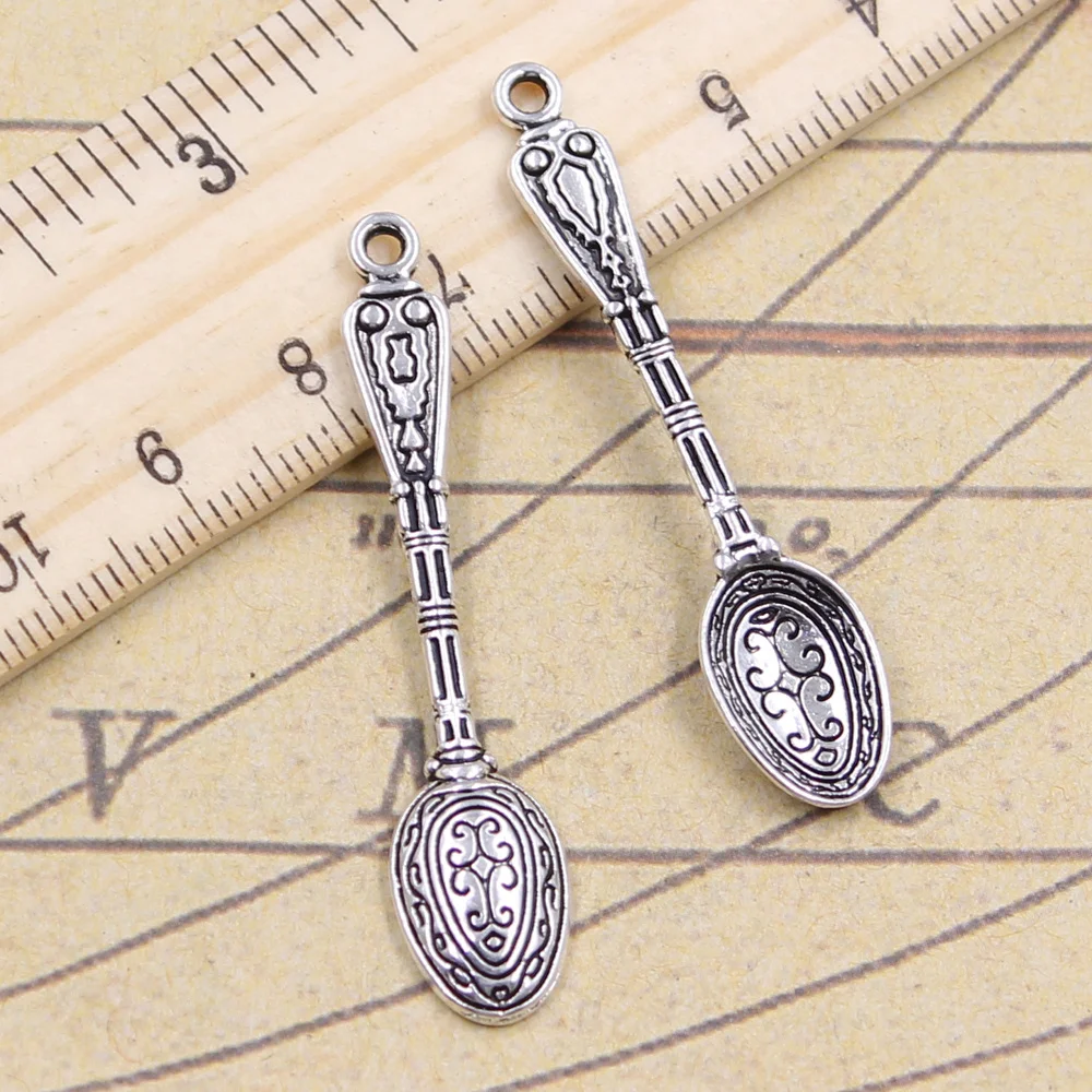 20 sztuk Charms wzór łyżka 48x10mm antyczne srebro kolor wisiorki dokonywanie DIY Handmade tybetański znalezienie biżuteria dla bransoletka