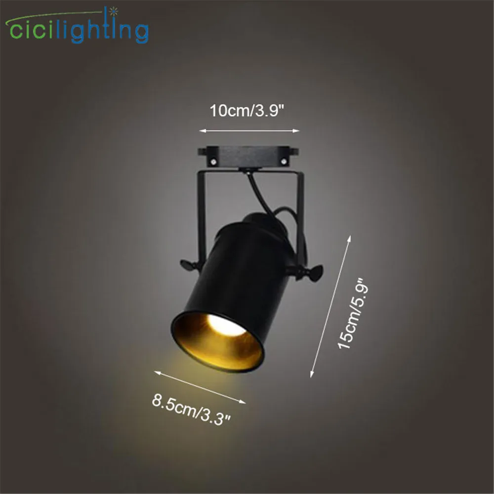 1pcs 5W led Track Light Vintage Black Track Lamp Clothing Store cob led Spotlights Industrial American Style Loft Rail Spot Lamp