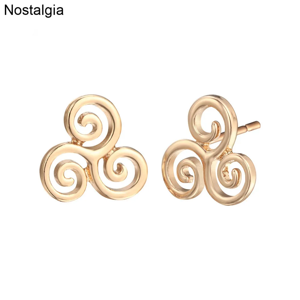 Nostalgia Teen Wolf Celebrity Stud Girls Tiny Minimalist Earrings For Women Unique Triskelion Triskele Spiral Symbol Brinco