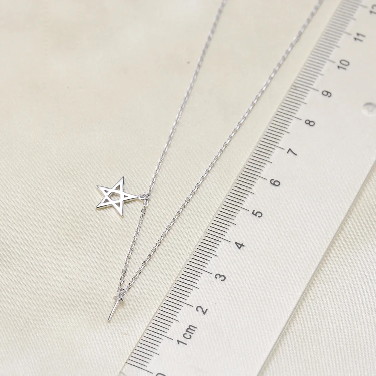 

S925 Sterling Silver Material Star Pendant Chain Fittings Women DIY Pearl Necklace Components Pearl Jewelry Accessory 3Pcs/Lot