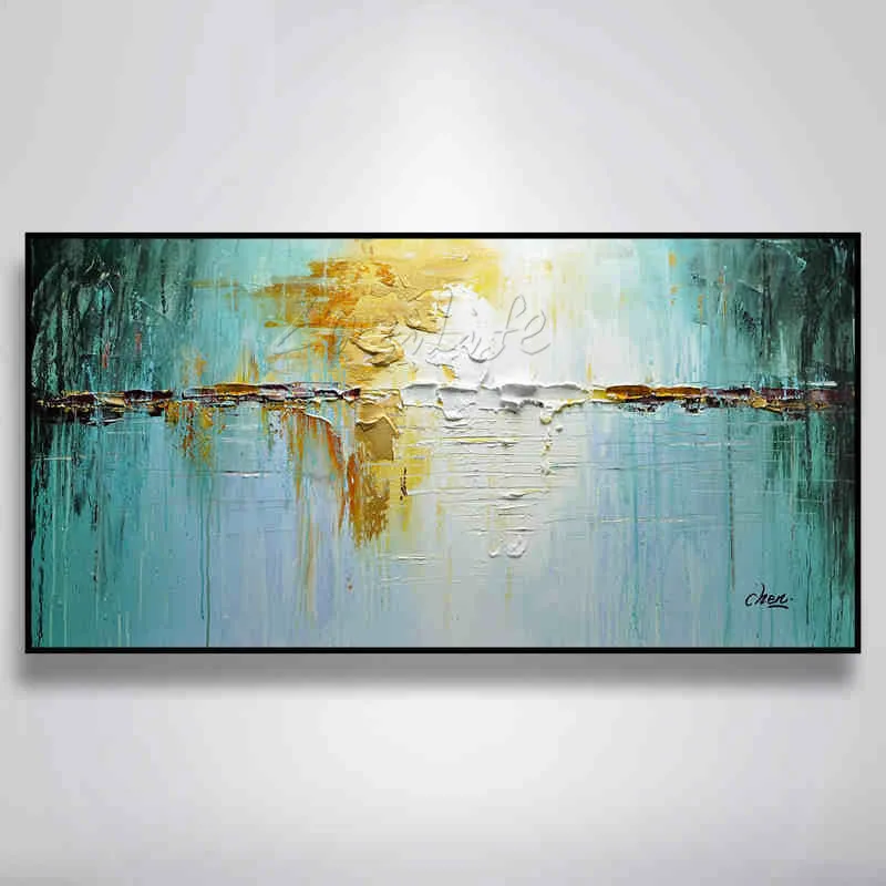 Hand painted canvas oil paintings Wall art Pictures for living room Cheap modern cuadros abstract oil painting lake landscape