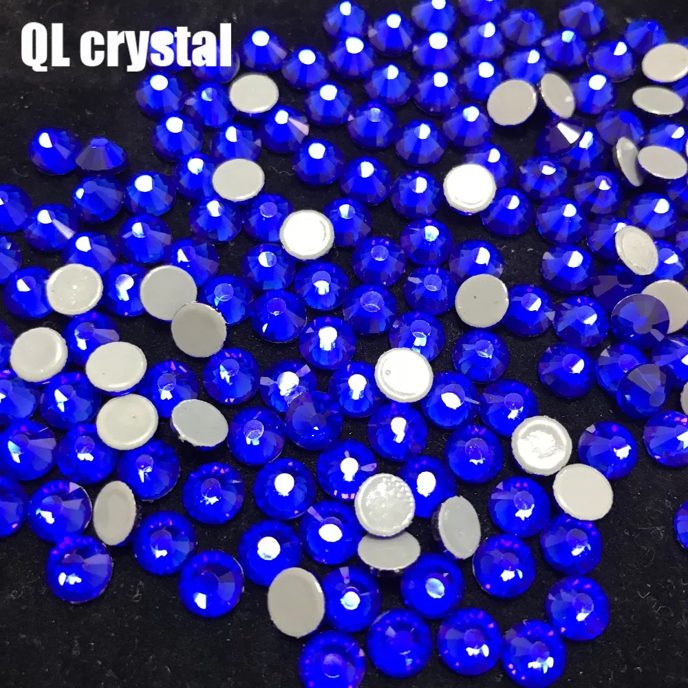 

blue Glitter Flatback Glass Crystal DMC Hotfix rhinestone For Gymnastics dancing wedding Clothes Shoes 3D Nail Art Decoration