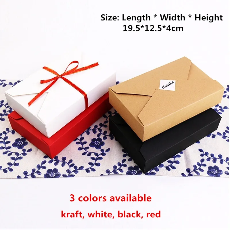 

20Pcs 19.5*12.5*4cm Kraft Paper Box Black White Red Cake Cookie Candy Boxes For Birthday Wedding Party Gift Packaging