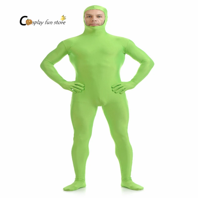 Heren Full Body Ogen Mond Open Unitard Bruin Spandex Heren Full Body Ogen Mond Open Unitard Bruin Spandex
