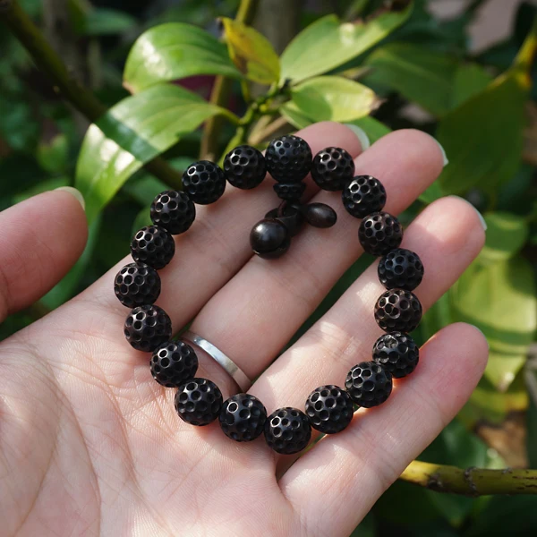 10mm 12mm 15mm Natural Black Sandalwood Pit Beads Wooden Fish Pendant , Mala Beads Man Bracelet Yoga Mala DIY Accessories