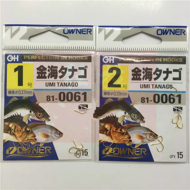 OWNER Barbed Fishhooks Golden Super Lightweight Squid Umi Tanago Fishing Hooks Pesca Fishing Hooks Fishing Tackle 0.8#-1#