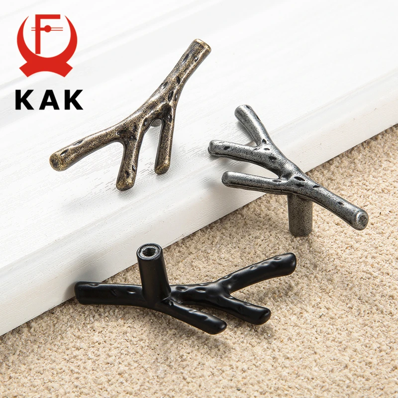 KAK 10pcs Tree Branch Furniture Handle 96mm 128mm Black Silver Bronze Kitchen Cabinet Handles Drawer Knobs Door Pulls Hardware