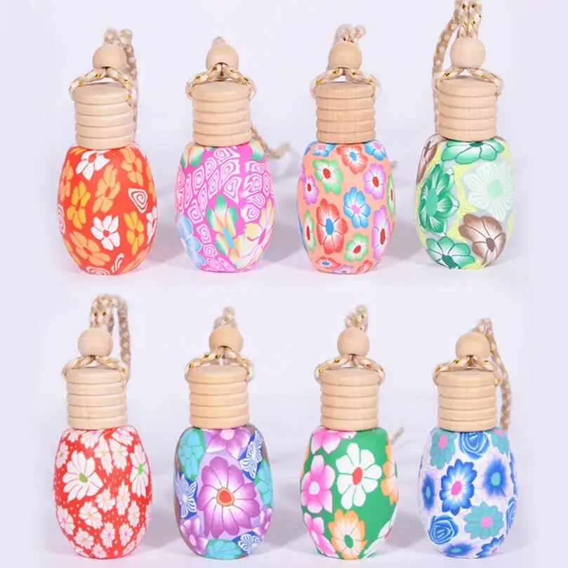 

10ml-15ml handmade polymer clay essence oil Perfume bottle Hand Drawing Bottles Car hang decoration