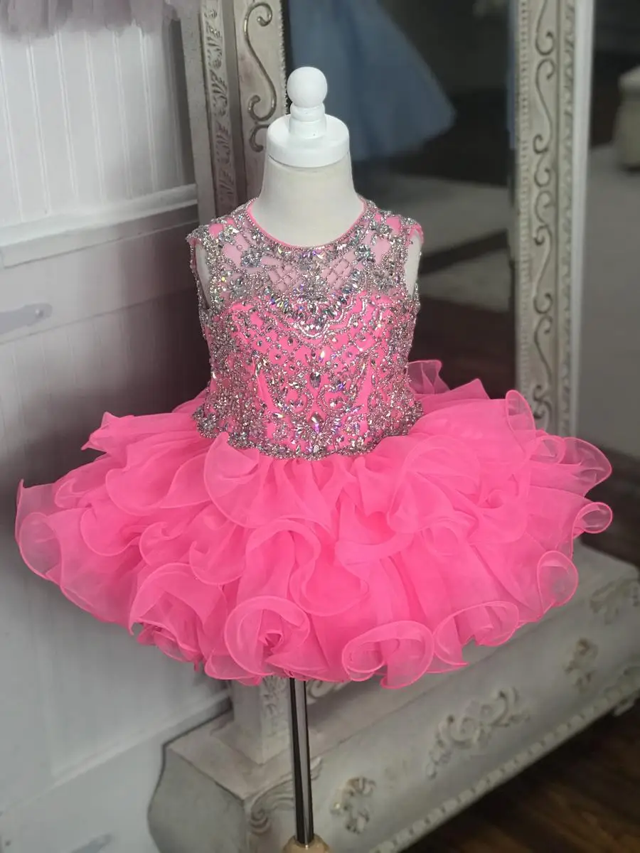 Little Miss Pageant Dress for Toddler Infant Baby Girl Kid 2019 Cupcake Glitz Girl Formal Birthday Wedding Guest Party Gown