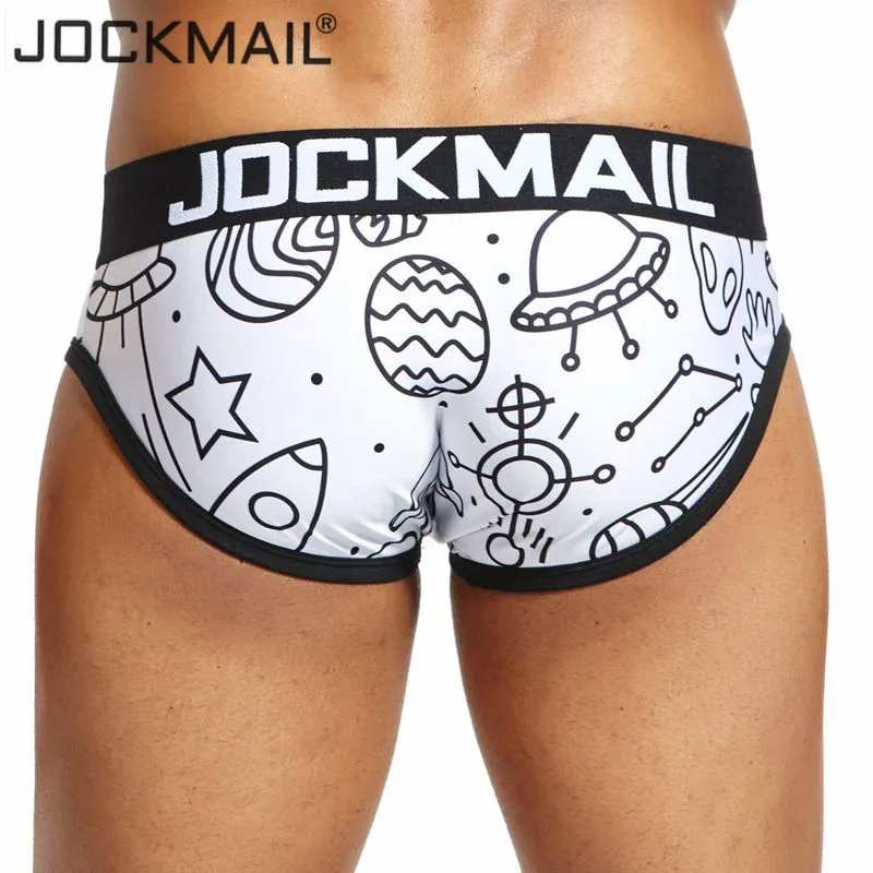 JOCKMAIL Brand Sexy Mens Underwear briefs Cuecas ufo Cartoon printed Gay Underwear calzoncillos hombre slips Male Panties hot