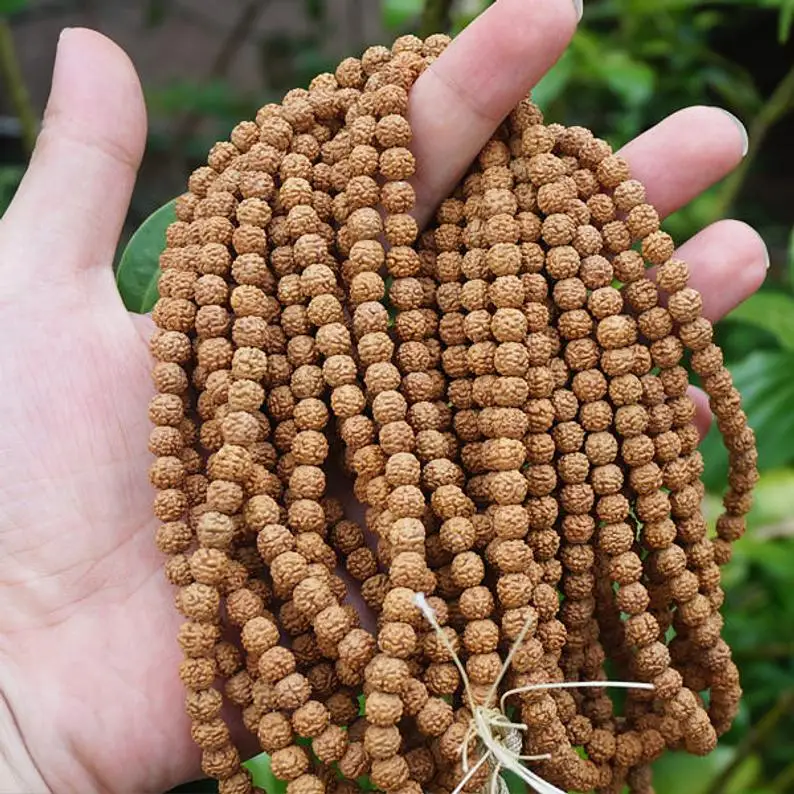 10 strands 7mm Natural Rudraksha Beads Loose Round Rudraksha Beads Meditation Prayer Beads Japa Mala Yoga Jewellry Findings DIY