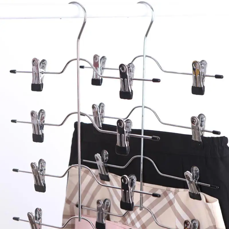 4 Layers Stainless Steel MultiFunctional Clothes Hangers Pants Storage Hangers Cloth Rack Multilayer Storage Cloth Hanger