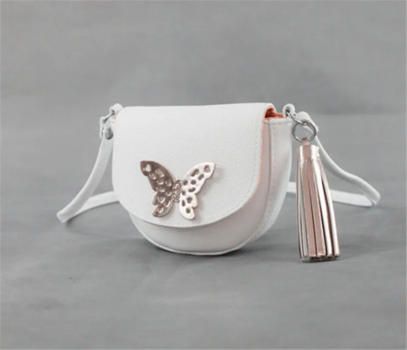 New Fashion Golden Butterfly White Mini Small Shoulder Messenger Bag Crossbody Bags for Girls Kids Accessories Travel Bag