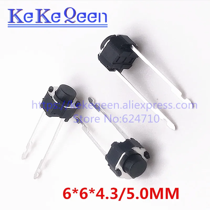 100pcs 6*6*4.3mm / 6*6*5mm 2pin Tactile Tact Push Button Switch 6x6x4.3mm / 6x6x4.3mm 2p Vertical Round Micro Switch