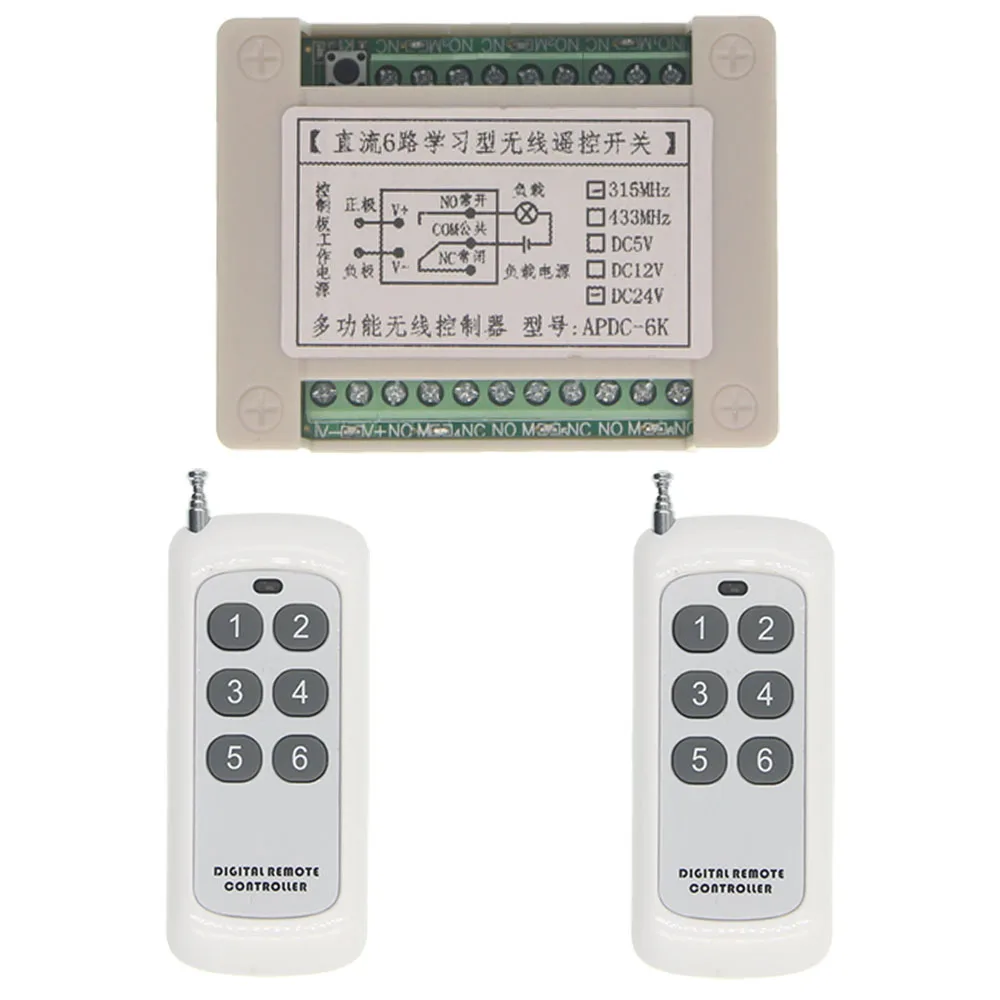 

500m 6CH 6 CH Wireless Remote Control LED Light Switch 12V 24V Relay Output Radio RF Transmitter And 315/433 MHz Receiver