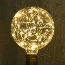 2pcs 1pcs Colorful G95 LED Filament Bulbs Starry Sky Copper Wire Bulb Chirstmas String Lamp Glass for indoor Christmas Decor