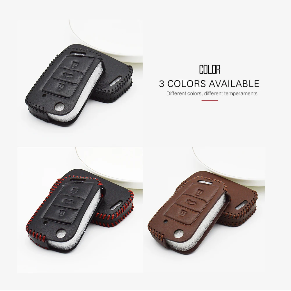 Genuine Leather Car Key Case Cover For Skoda Octavia 2 A5 1 3 A7 RS Rapid Yeti Fabia Superb Kodiaq Karoq Key Shell Accessories