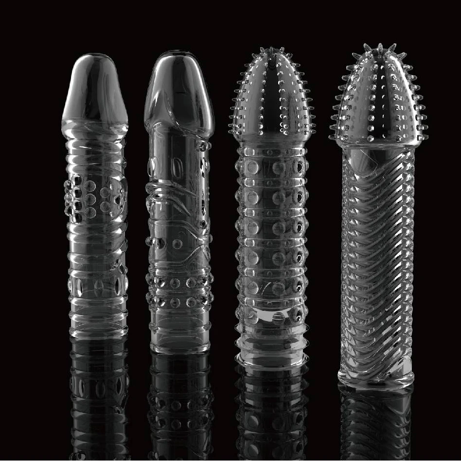 4pcs/set Reusable Condom Newest Crystal Cock Rings Adult Sex Products Sex Toys Penis Sleeves Penis Extension Enlargement For Men