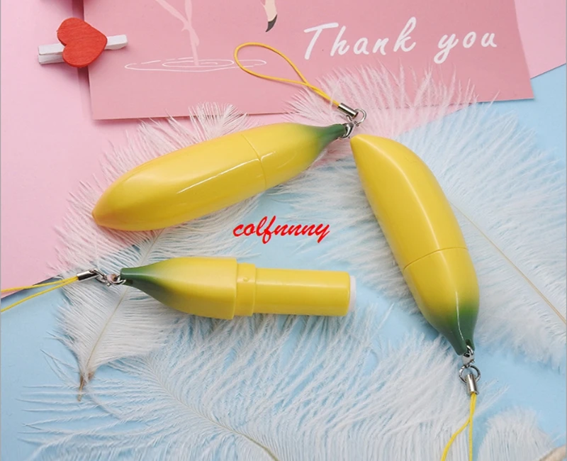 200 pz/lotto Creativo lip Balm Bottiglia Per Il Regalo Del Bambino Contenitore Cosmetico Tubo Tubo Del Rossetto Con La Scatola Vuota Giallo Banana Sveglio