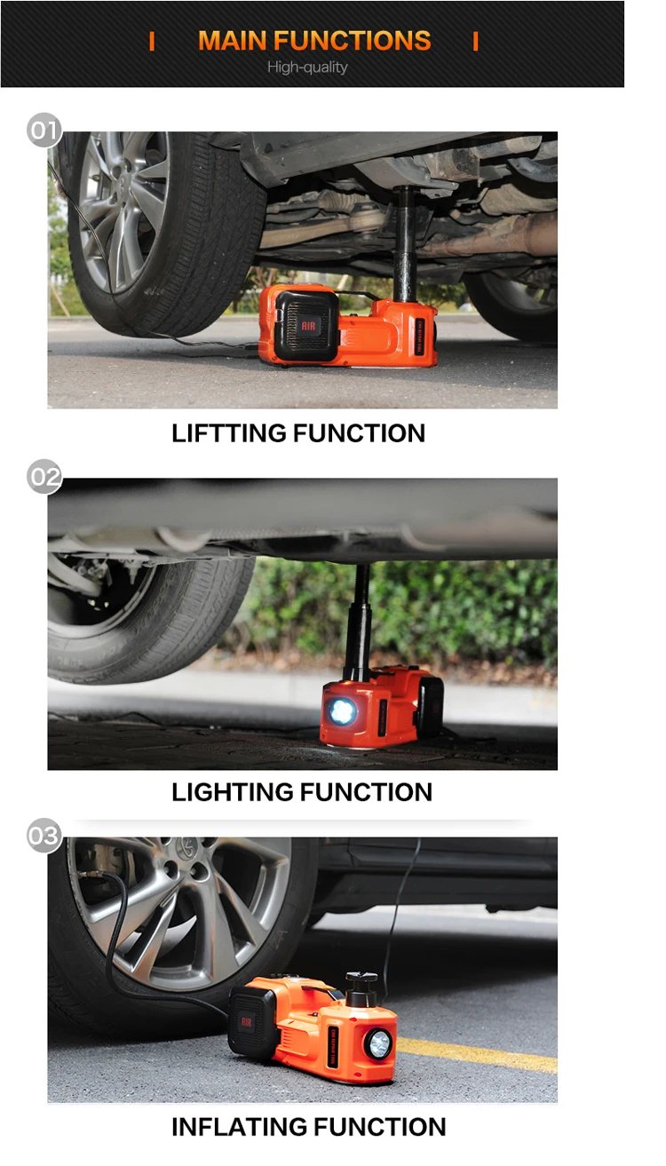 12V 5Ton car jack hydraulic hydraulic jack Tire Jack Electric Wrench LED Light 4 in 1