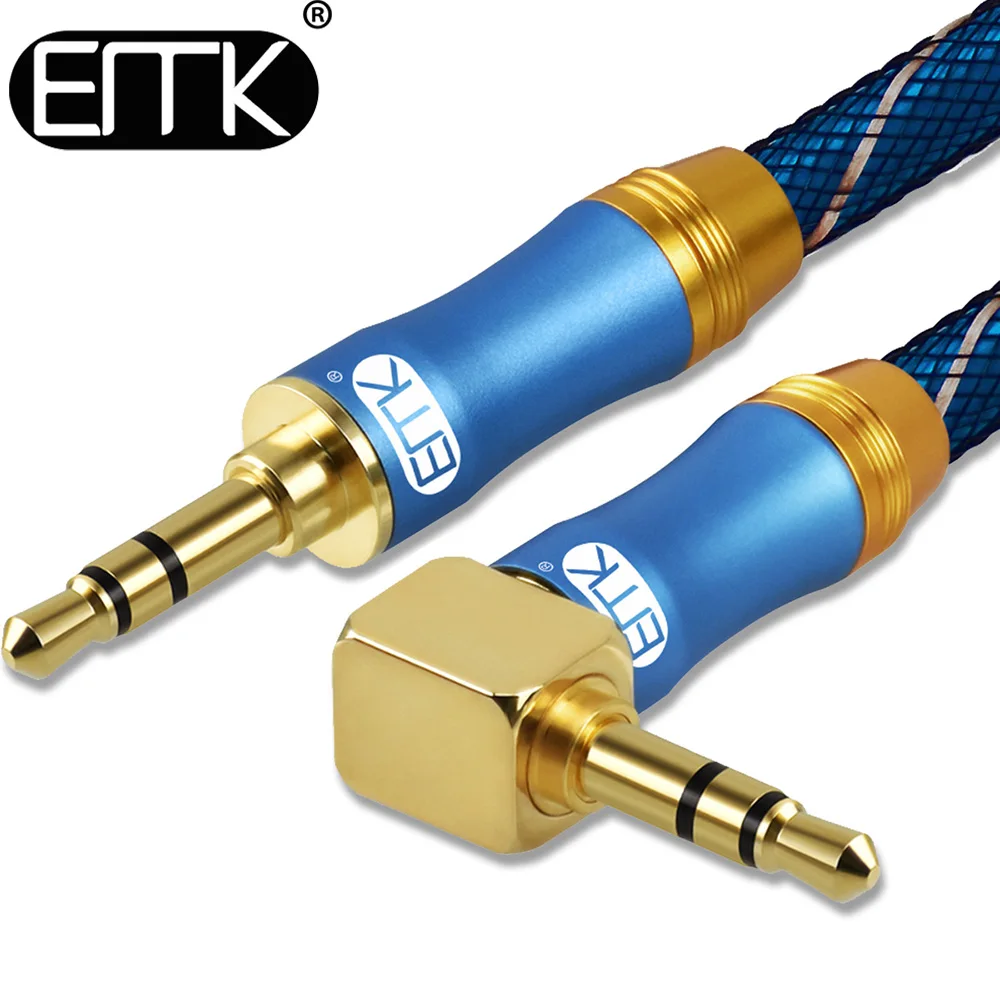 EMK AUX Cable 90 Degree Right Angle Jack 3.5 mm 3.5mm Audio Extension Cable for iPhone car MP34 headphone beats speaker aux cord