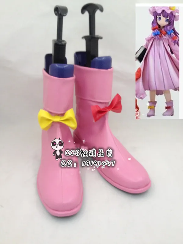 Touhou Project Patchouli Pink Short Cosplay Shoes Boots X002