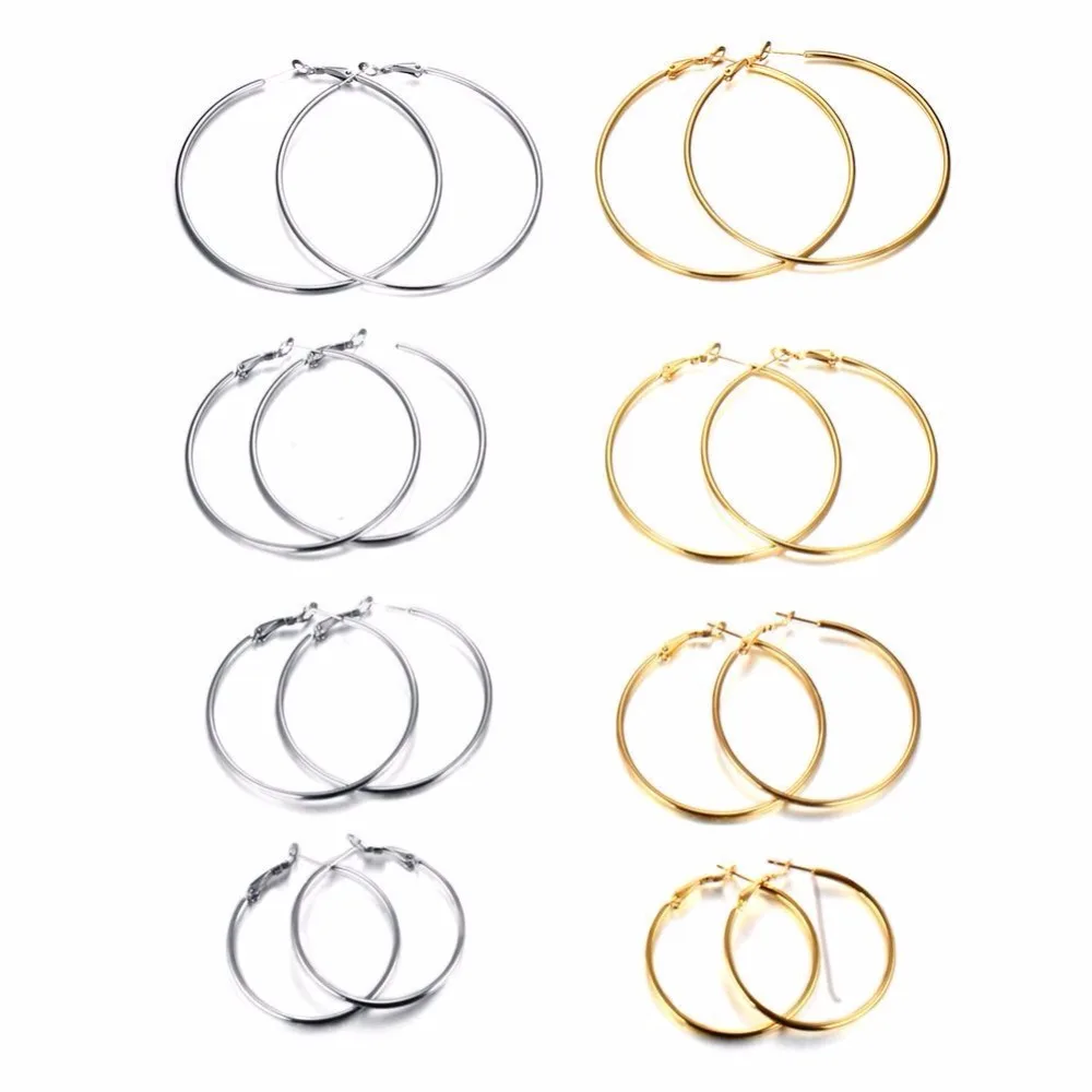 Meaeguet Stainless Steel Elegant Women\'s Exaggerated Big Circle Hoop Earrings Simple Loop Earring Jewelry Brinco
