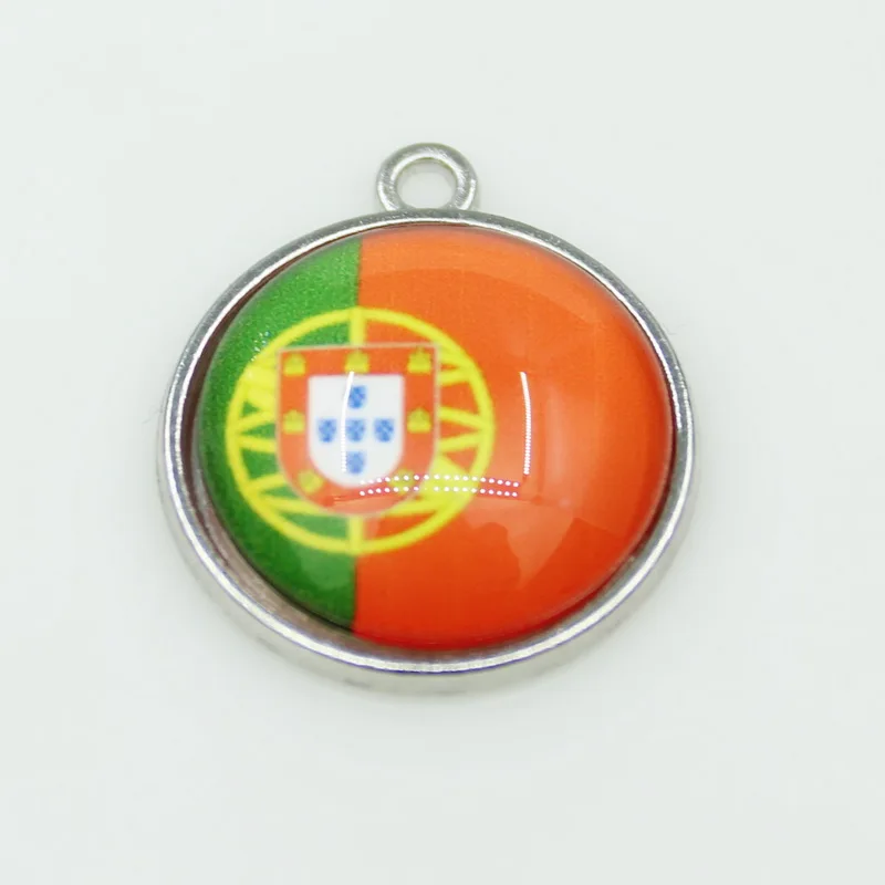 Flag Of The Portugal 10pcs/lot America Round Crystal Dangle Charms DIY Bracelet Necklace Pendants Jewelry Hanging Charms