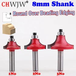 3PC 8mm Shank Round Over Beading Edging Router Bit - 1/4